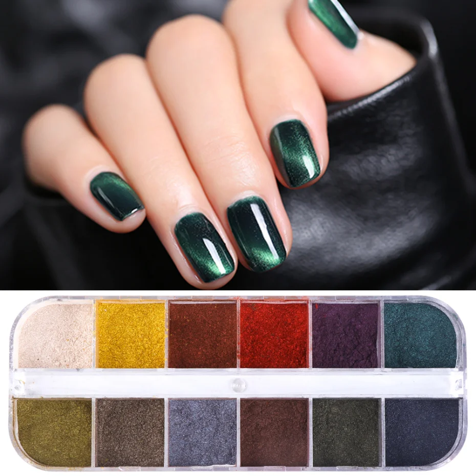 1 коробка пигмент для ногтей 5D кошачий глаз блестящий порошок Гель-лак зеркальная