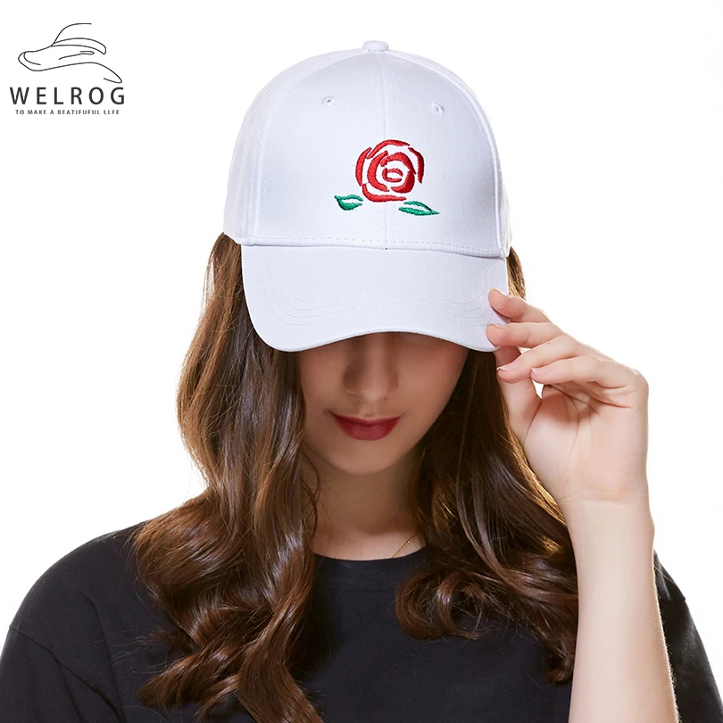 Бейсболки WELROG с цветочной вышивкой однотонные кепки красной розой Утконос шапки