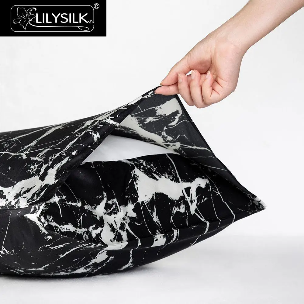 LilySlk шелковая наволочка из чистого 100 для волос с мраморным принтом застежка