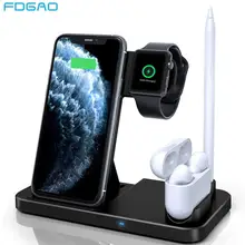 4 in 1 Qi Wireless Charger Stand 10W Fast Charging Dock Station For iPhone 13 12 11 XS XR X 8 Airpods Pro Apple Watch SE 6 5 4 3
