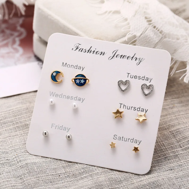 

Stud Earrings For Women Stud Earrings Set With Alloy Heart Shape Circle Star Women Fashion Jewelry Earrings Wholesale