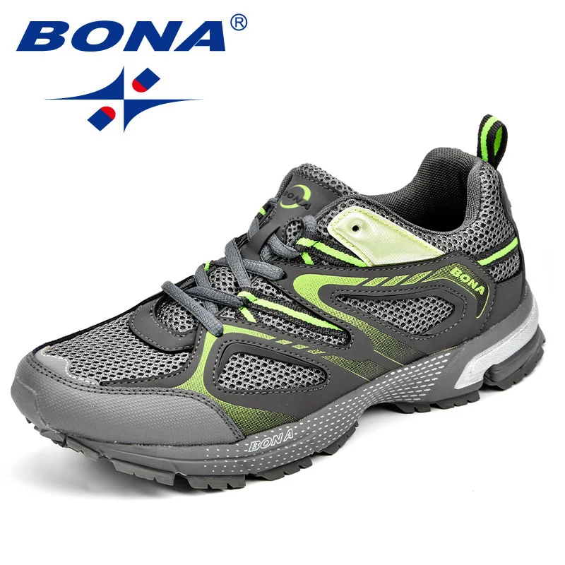 Кроссовки BONA мужские сетчатые со шнуровкой, дышащие повседневные спортивные туфли для бега и фитнеса, со шнуровкой, для улицы от AliExpress RU&CIS NEW
