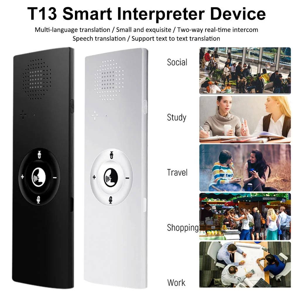 

T13 переводчик многоязычный умный речевой Голос беспроводной Bluetooth-совместимый мгновенный переводчик 40 языков