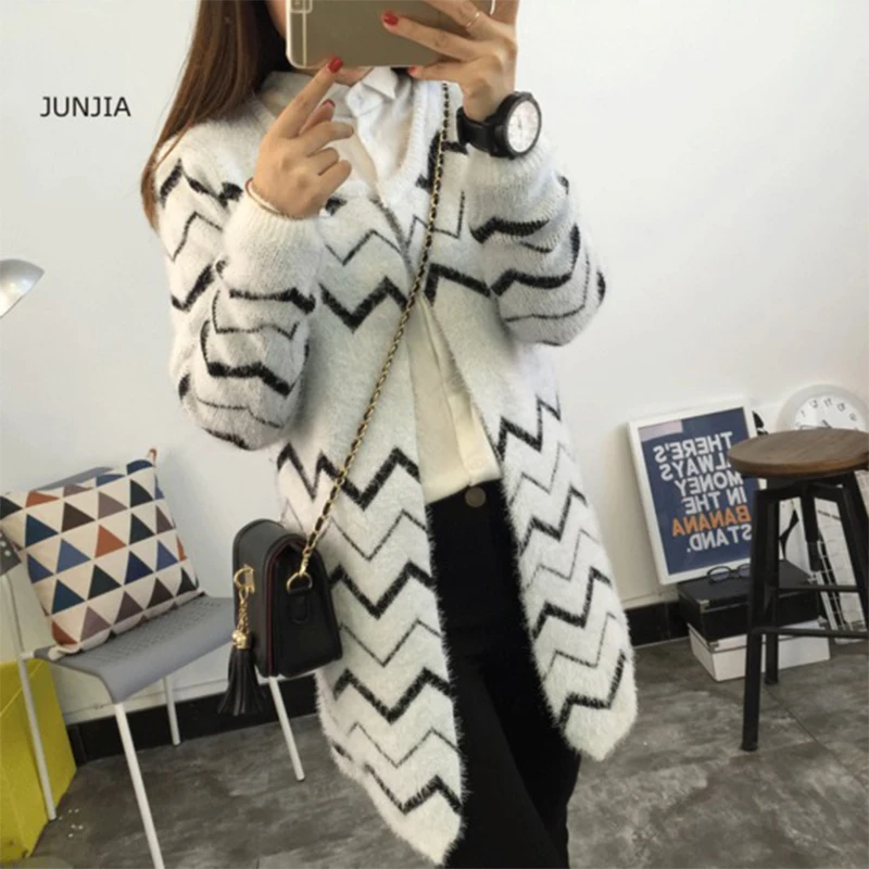 2018 Winter Cardigan Women Long Sweater Knitwear Mohair Pull Femme Korean Warm With Deer Christmas Jumper |