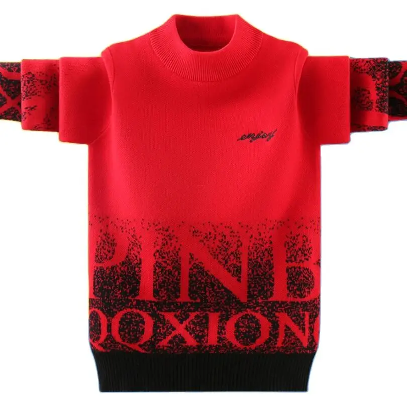 Зимние Утепленные теплые свитера с флисовой подкладкой для маленьких мальчиков