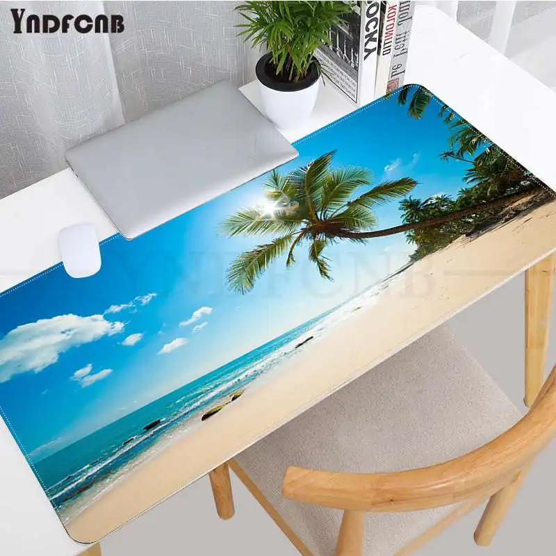 

Coconut palm starfish Beach Waterfall Mouse Pad Super Creative INS Tide Large Game Size for Office Long Table Mat Kawaii Desk