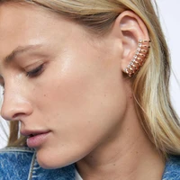 fashion rhinestone gold color asymmetrical ear studear cuffs earrings for women girls special retro earring accessories