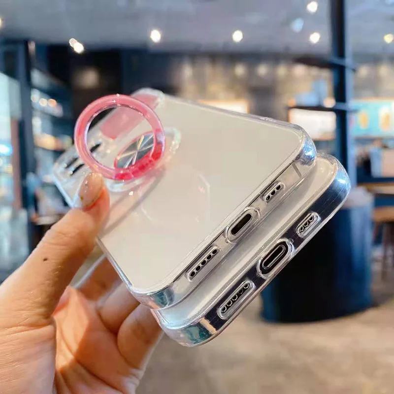 

Transparent Camera Protection Ring Holder Phone Case For iPhone 12 11 Pro Max X XR XS Max 7 8 Plus Bumper Back Cover