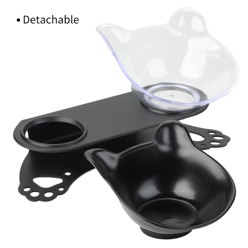 

2pcs Hot Selling Pet Bowl Non-Slip Tilting Neck Protective Dog Bowl Cat Bowl With Elevated Base Cat Supplies Solid Color