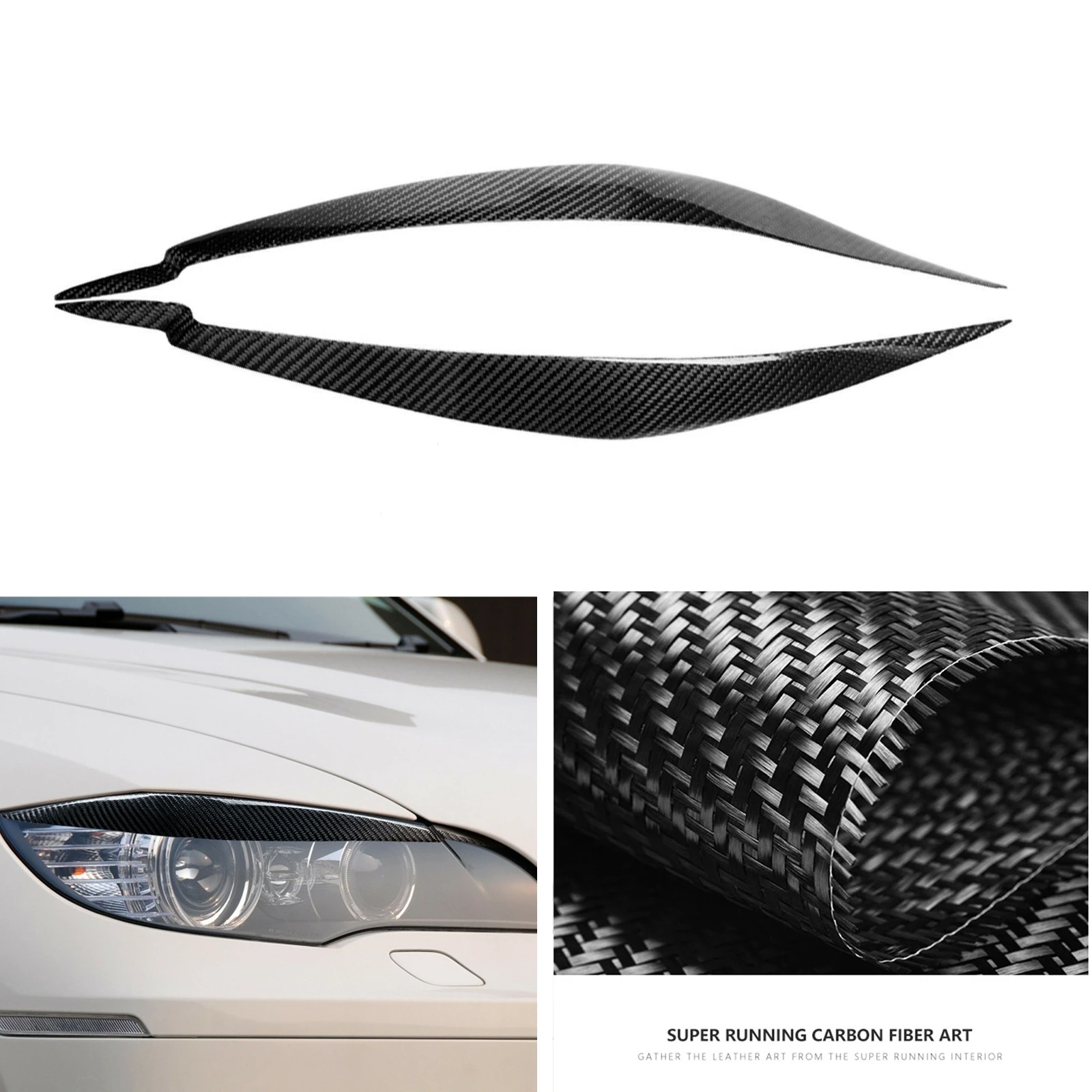 

Car Front Head Light Trim For BMW X6 X6M E71 2009- 2014 Real Carbon Fiber Headlight Eyelid Headlamp Eyebrow Cover Lamp Lid Brow