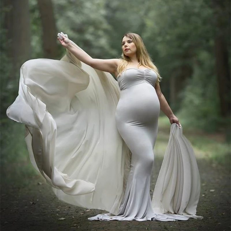 Длинные платья для фотосессии с хвостом беременных шифоновые Детские душа