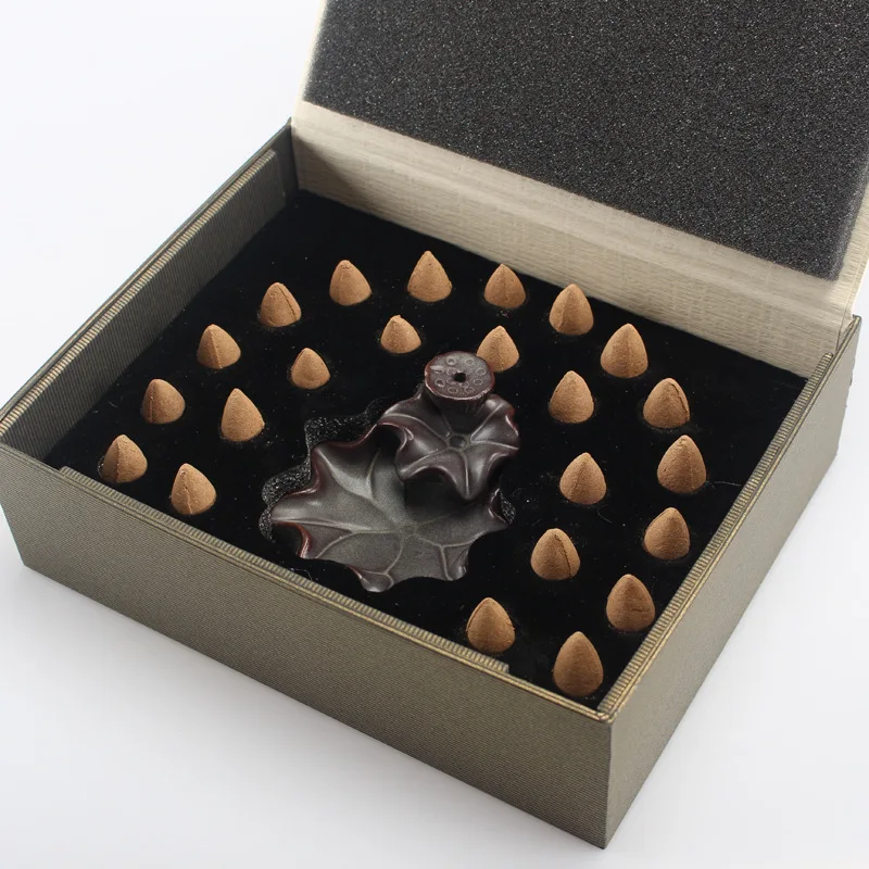 Тибетские конусы для благовоний в подарочной коробке с зажигательной горелкой +