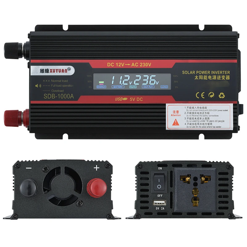 

Solar Power Inverter 4000W Peak Power DC 12/24V to AC 110/220V LCD Display Car Inverter Voltage Converter Transformer Charger