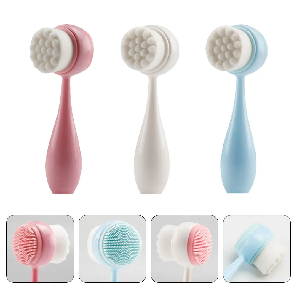 

3pcs Manual Face Wash Cleaning Brush Face Cleansing Brush Massage Face Brush