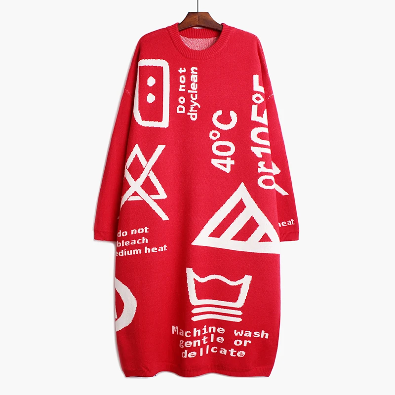 100 кг одежда с рисунком размера плюс вязаный свитер Женская мода осень зима 2019