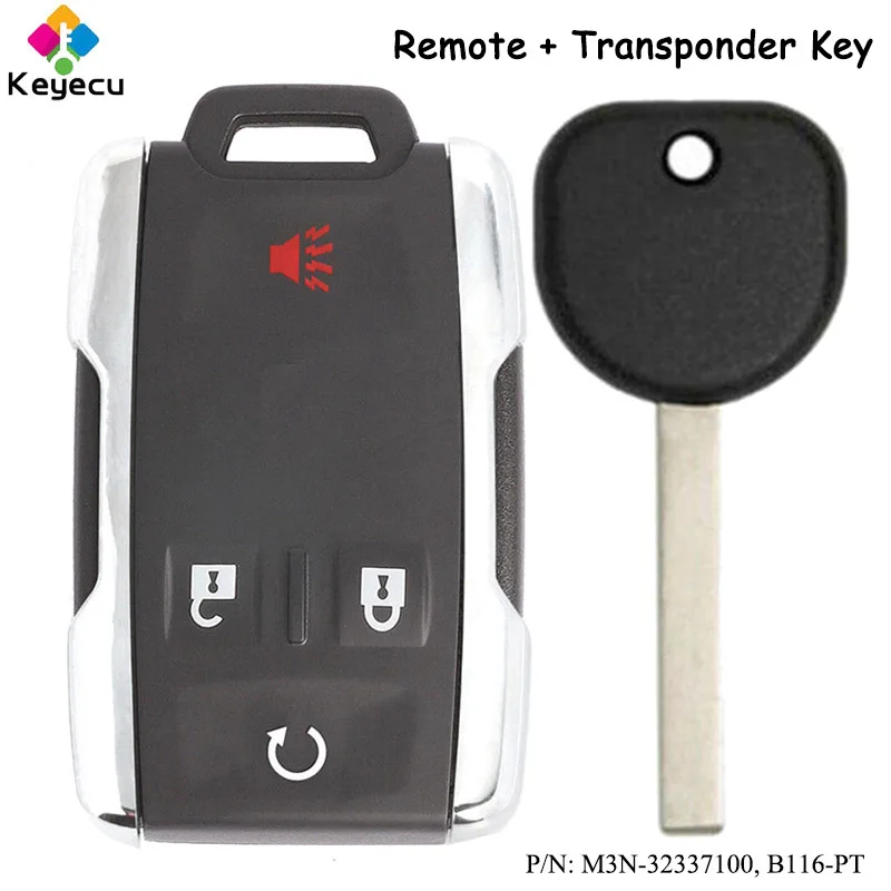 KEYECU 4 кнопки дистанционного управления автомобильный ключ + ключ-транспондер для