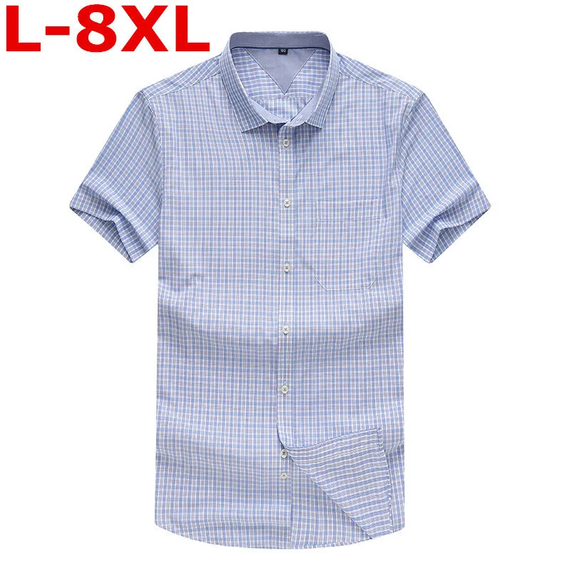Новый размера плюс 8XL 7XL 6XL мужская деловая рубашка большого модная клетчатая