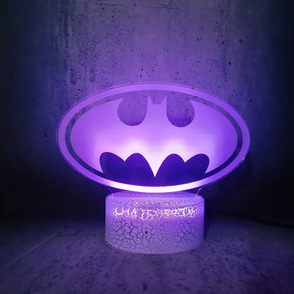 Принт Бэтмен атмосфера 3D USB светодиодный светильник рисунок красочное украшение ночник креативный домашний декор Ночная лампа лава lampara
