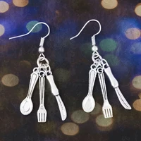fork spoon knife cutlery earrings charm creative women jewelry accessories pendant gifts forever