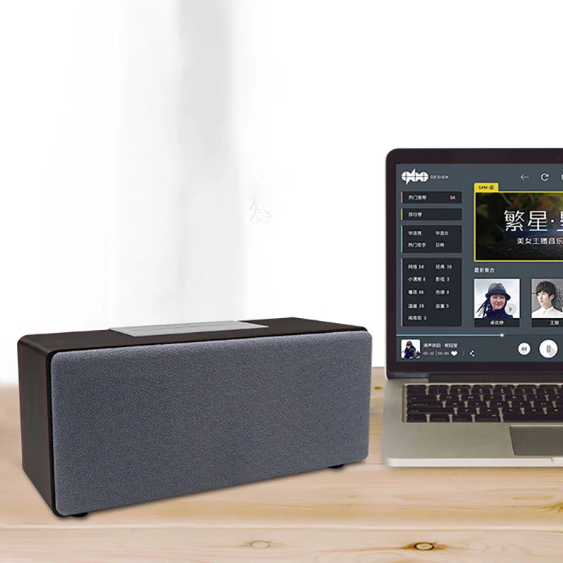 Wireless Speaker Portable Bluetooth with Sound System Wooden Case for Tablet Laptop Xiaomi | Электроника