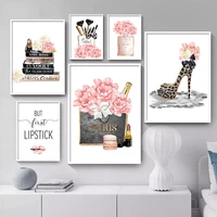 diamond painting pink makeup fashion poster print perfume bag leopard shoes trendy artwork picture beauty salon girl room decor
