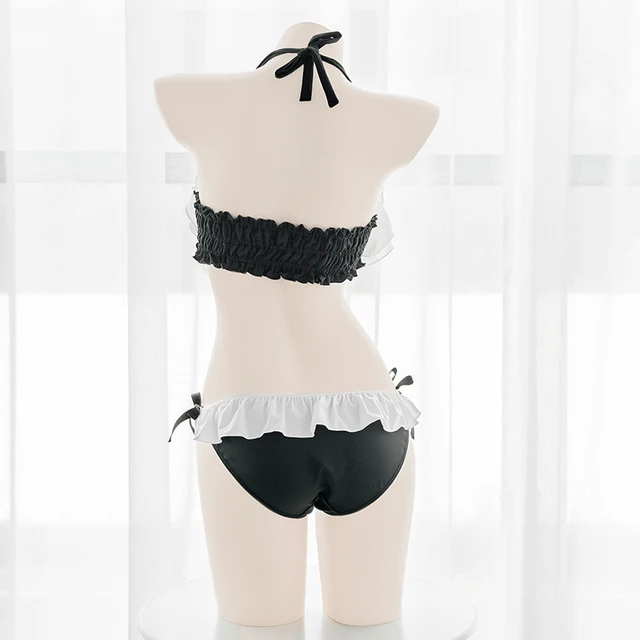 AniLV Anime Lolita Girl Beach Bikini Swimsuit Costume Women Kawaii Sexy Chiffon Ruffle Pajamas Unifrom Lingerie Cosplay 4
