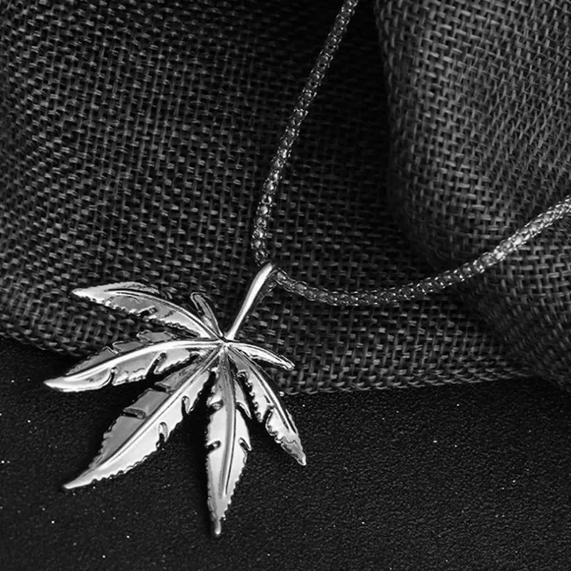 Мужские узор в виде кленового листа стиле хип хоп с подвесками золотой цвет