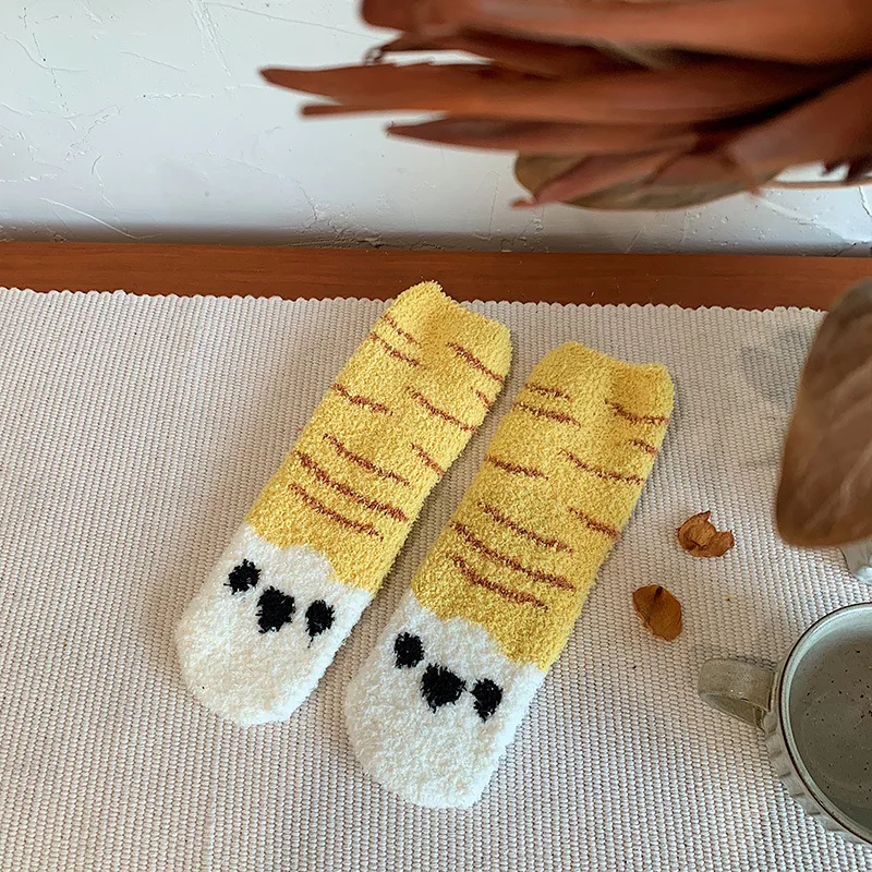 

New Women Fluffy Plush Coral Fleece Socks Kawaii Cartoon Soft Warm Velvet Thick Socks Funny Fashion Harajuku Floor Sleep Socks