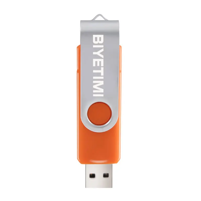 USB флеш-накопитель BIYETIMI, 128 Гб до 4 Гб, двусторонний, для мобильного телефона Android, высококачественный, с зажимом, 360 градусов, поворотный, флешка - Цвет: orange