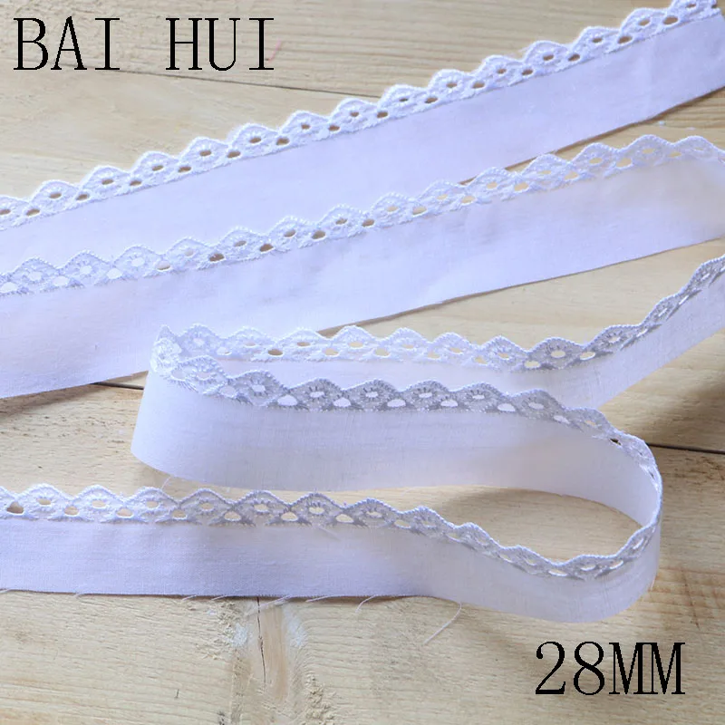 2 ярда Роскошный белый хлопок с цветочной вышивкой кружевной воротник тканевый