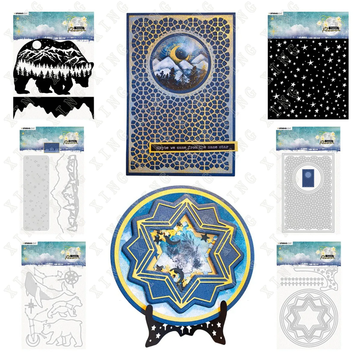 

New Polar Bear Stars Rectangle Moon Round Flower North Pole Metal Cutting Dies Stencils for Diy Scrapbooking Album Paper Card