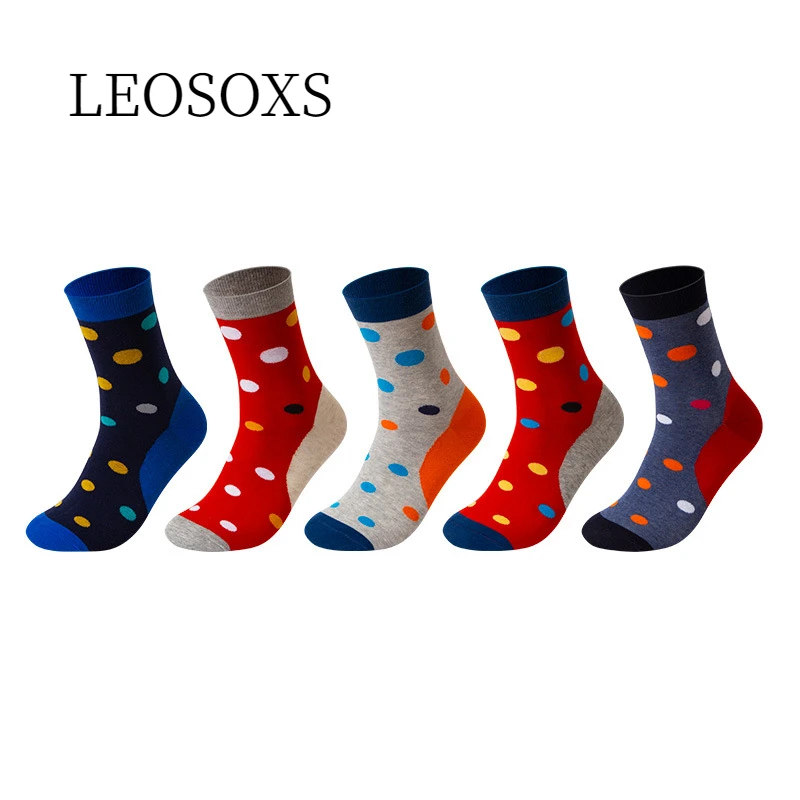 5 Pairs Business Short Men Socks Dot Combed Cotton Absorb Sweat Breathable Casual Autumn Winter Novelty Harajuku Man Crew Sock