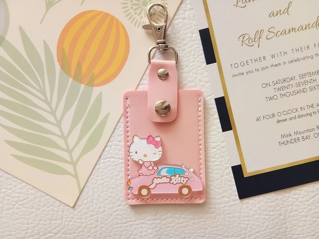 Powder Pocket Mini 6 Hello kitty аниме брелок KT Cat мини-карта брелок держатель пряжка дамы сумки на плечо для женщин кожа - Цвет: Powder Pocket Mini 6