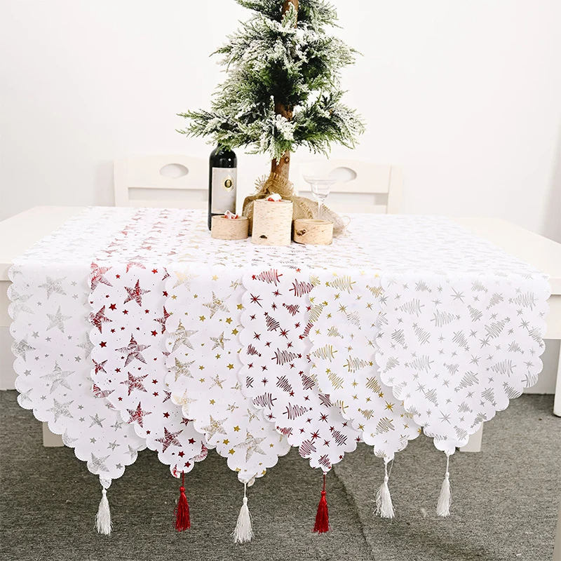 

Bronzing white table runner creative new table runner European and American table decoration bronzing tablecloth