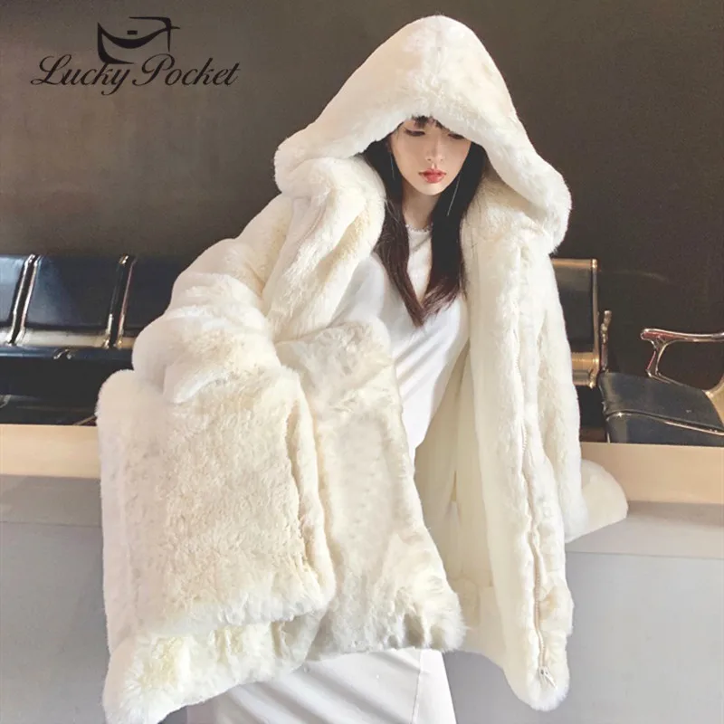 

Women Winter Solid Color Loose Casual Thick Warm Fur Leather Female Fashion New Comfortable Hooded Outerwear Ladies Coats ML500