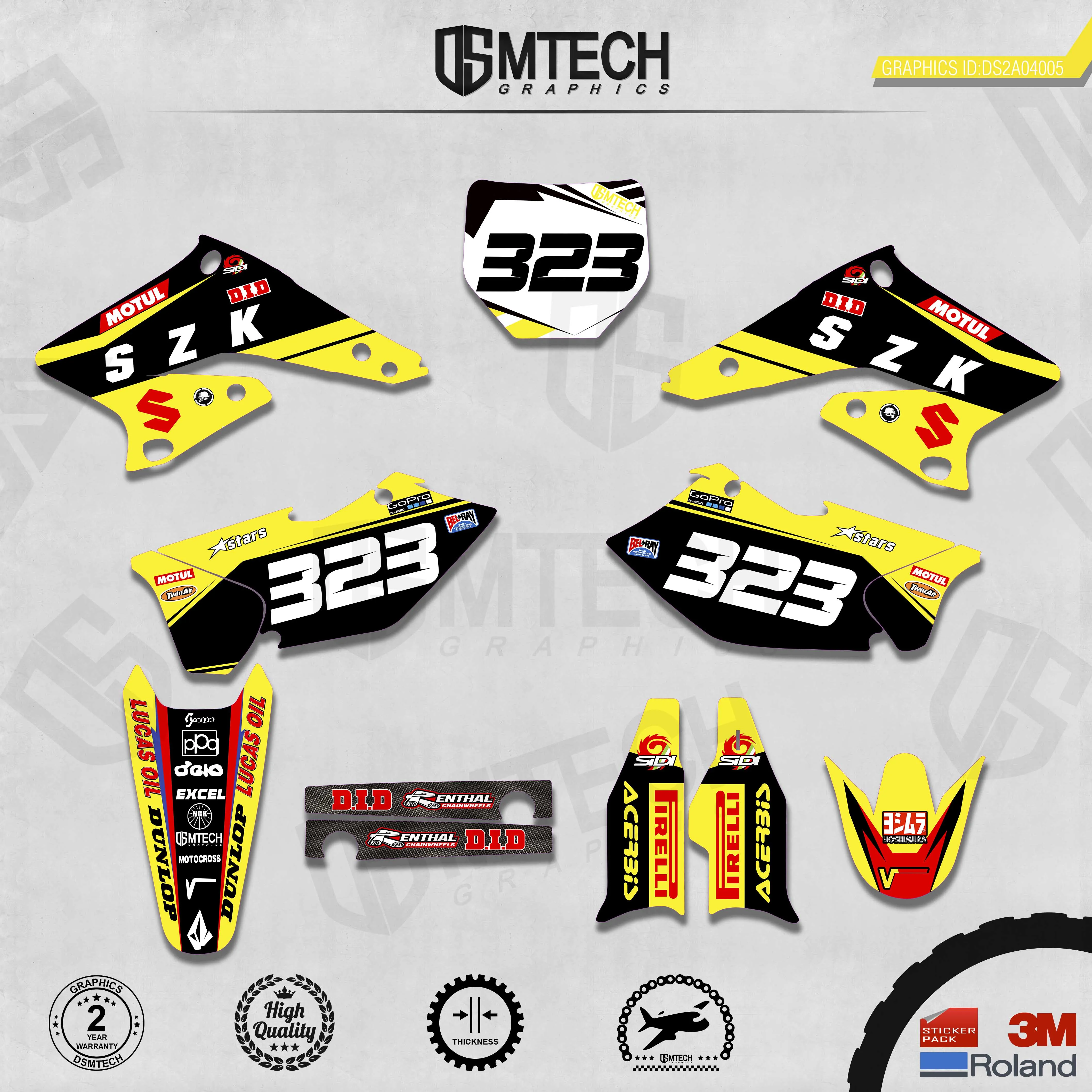 DSMTECH Customized Team Graphics Backgrounds Decals 3M Custom Stickers For 2004-2006 RMZ250  005
