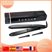 hair straightener and curler 2 in 1 professional titanium flat iron with dual voltage and lcd display hair straightening iron
