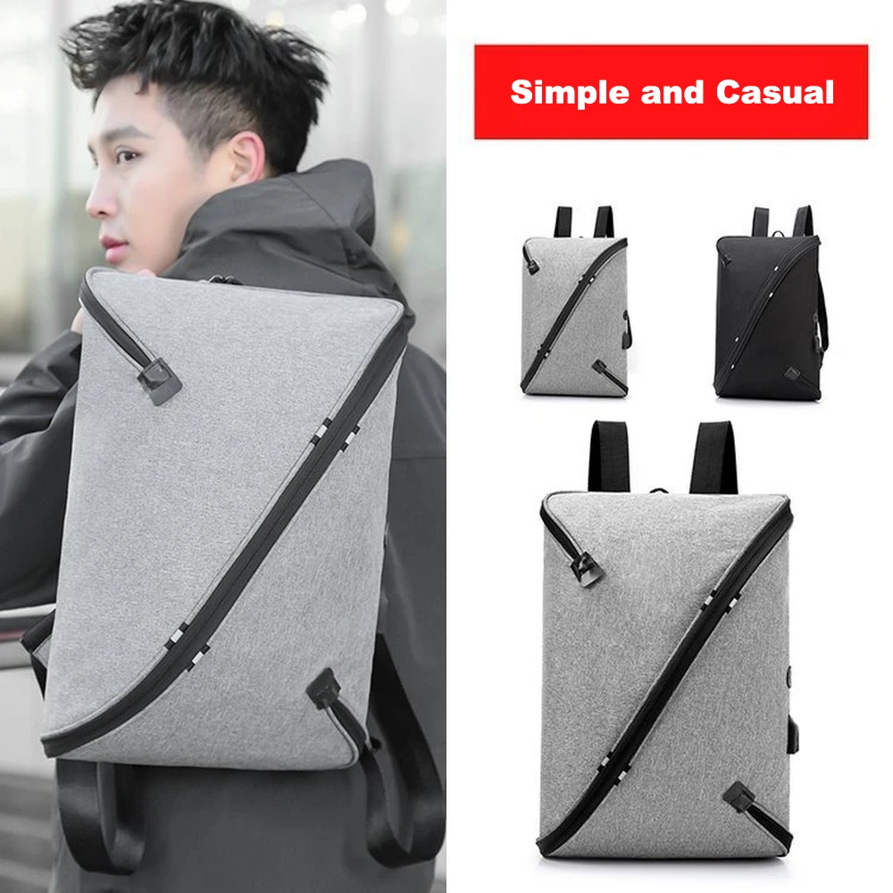 

Two-Color Integrated Backpack, Headphone Jack, USB Charging Port, Laptop Bag, School Bag, Travel Bag for Men and Women