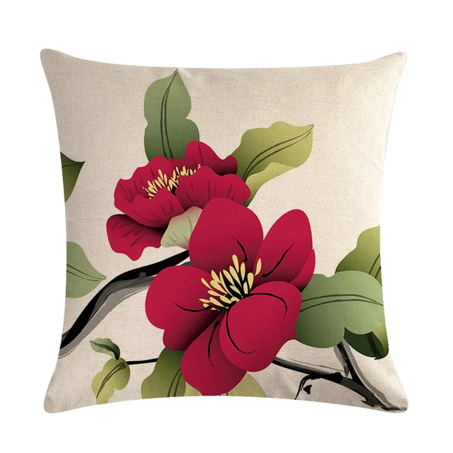 

45 * 45CM custom Chinese style flower and bird linen cushion cover home bedroom hotel car decoration cushion cover wedding gift.