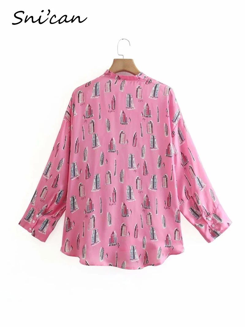 Женская атласная блузка Snican повседневная офисная рубашка большого размера с