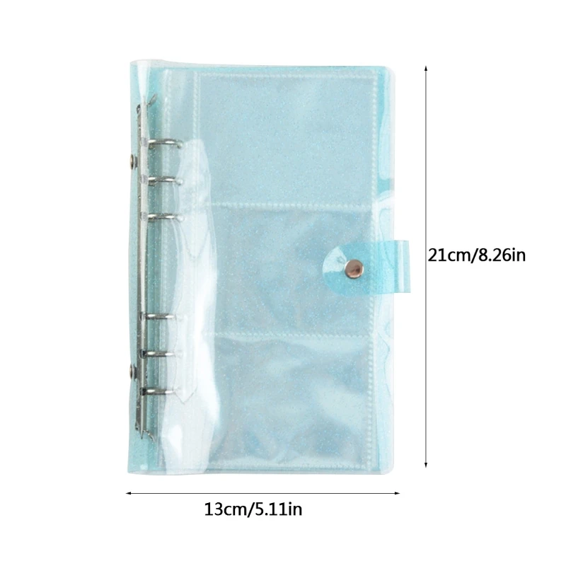 

R91A Soft PVC Inner Core Cover Note Book Business Cards Jelly Color Gift for Birthdays Snap Button Closure 150 Pockets