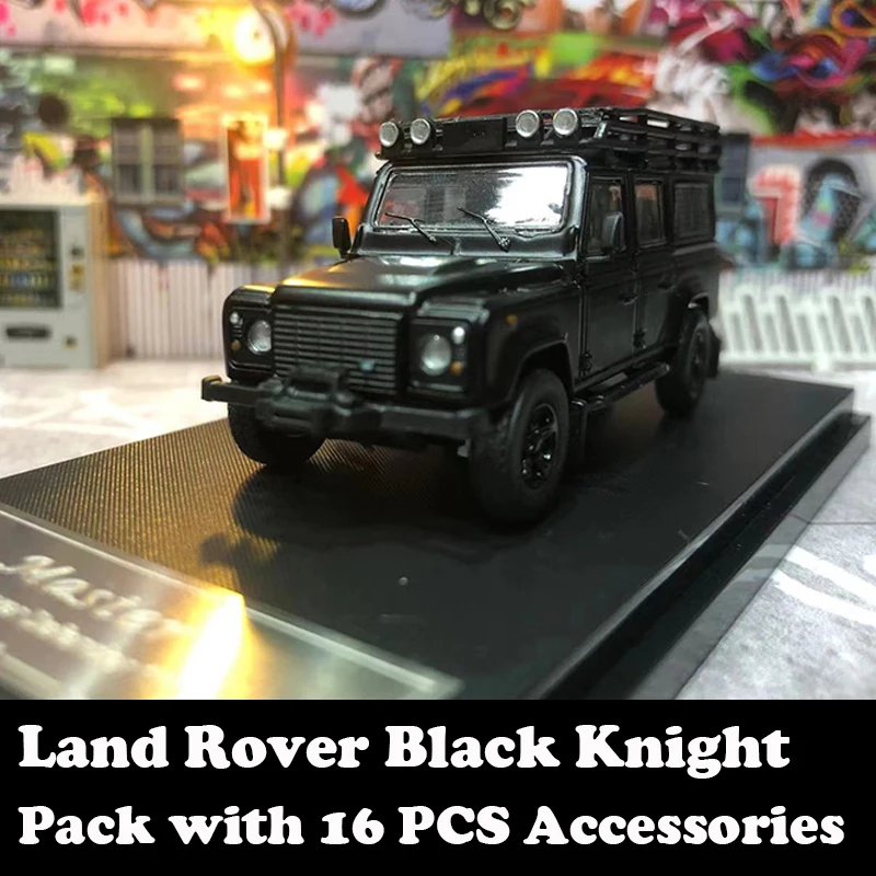 

Модель автомобиля Master 1/64 Land Rover Defender 110 Black Knight литой коллекции матовый черный с аксессуарами 16 шт.