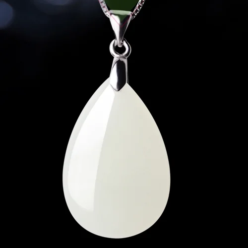 Authentic a goods Xinjiang and Tian Baiyu water drop pendant size female necklace natural jade | Украшения и аксессуары