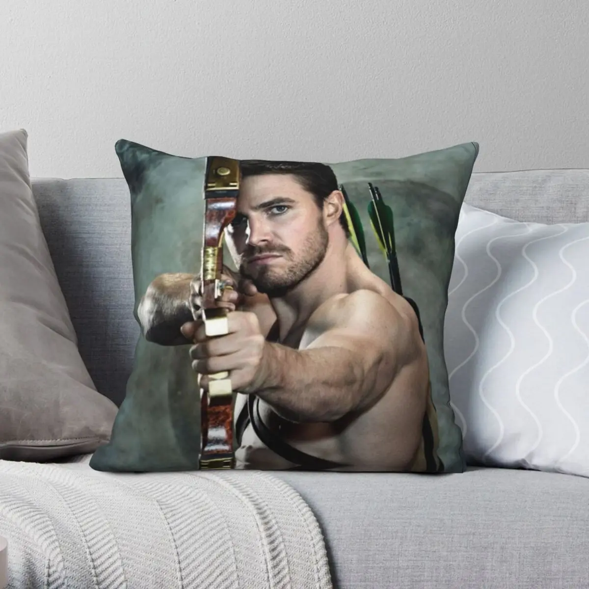 

Чехол на подушку Stephen Amell из полиэстера и льна