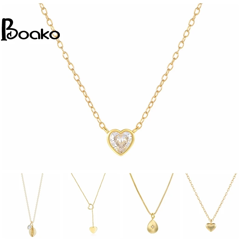 BOAKO Silver 925 Jewelry Necklace For Women 2020 Heart Diamond Necklace Charms Chains Fine Jewelry Choker Bijoux Femme #1.10