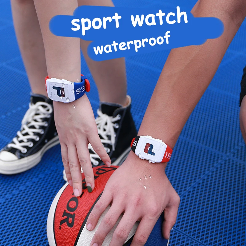 

2020 Women Digital Watch Sports Square Multi-time Zone Wristwatches Creative Colorful Silicone Removable Strap Waterproof Clocks