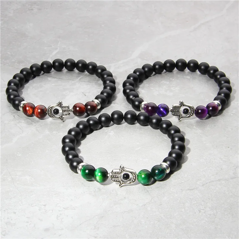 Браслет из натурального синего Тигрового Глаза мужской модный браслет Будда