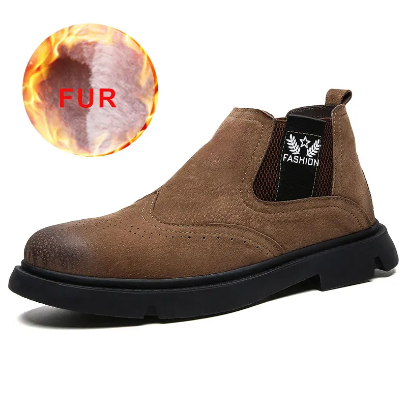 2019 зимние мужские модные ботинки сохраняющие тепло меховые плюшевые Мужская