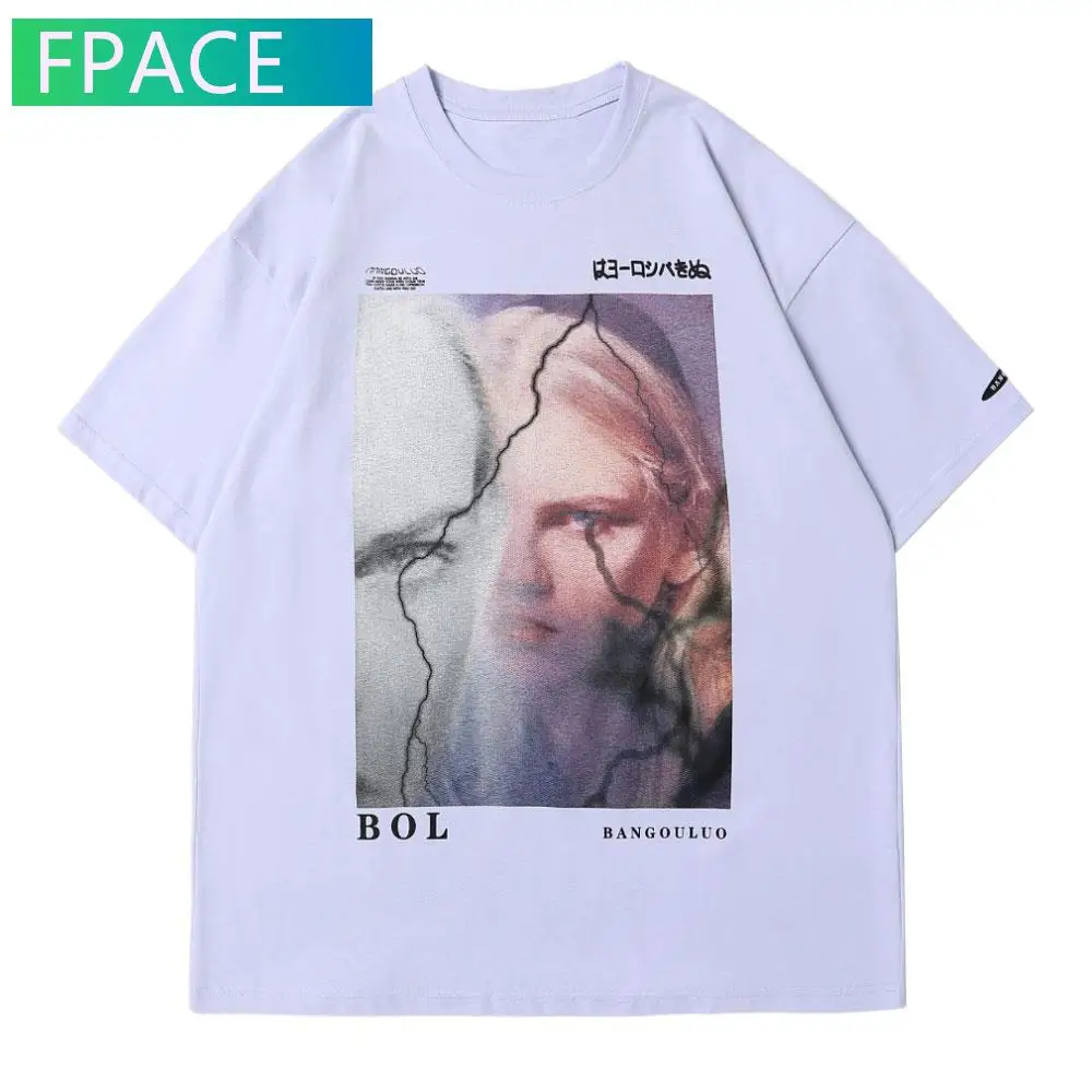 

FPACE Tees Shirts Lightning Poster Print Punk Rock Gothic Tees Hip Hop Harajuku Casual Streetwear Hipster Short Sleeve Tops