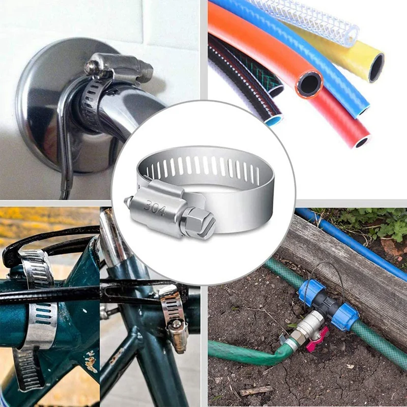 Набор шланговых зажимов из 60 предметов трубные зажимы 8-38 мм нержавеющей стали 201